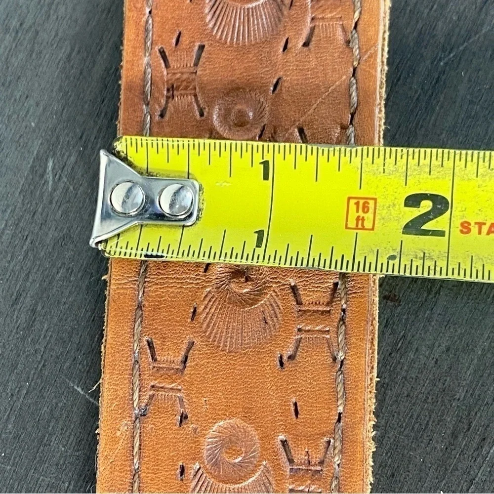 Vintage Brown Leather Handmade Tooled Western/Southwestern Belt